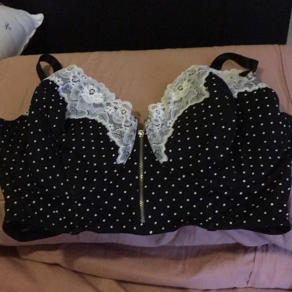 Cacique Polka Dot Longline Bra sz 42G